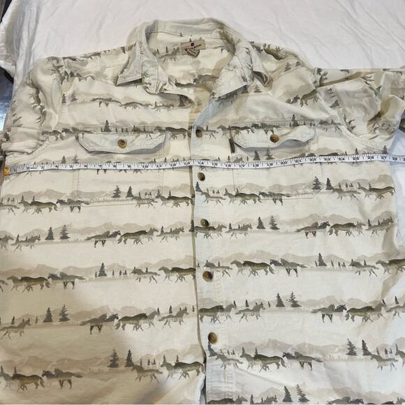 Woolrich Men’s Button Down Wild Horses Flannel size XL Off white and brown - Picture 7 of 14